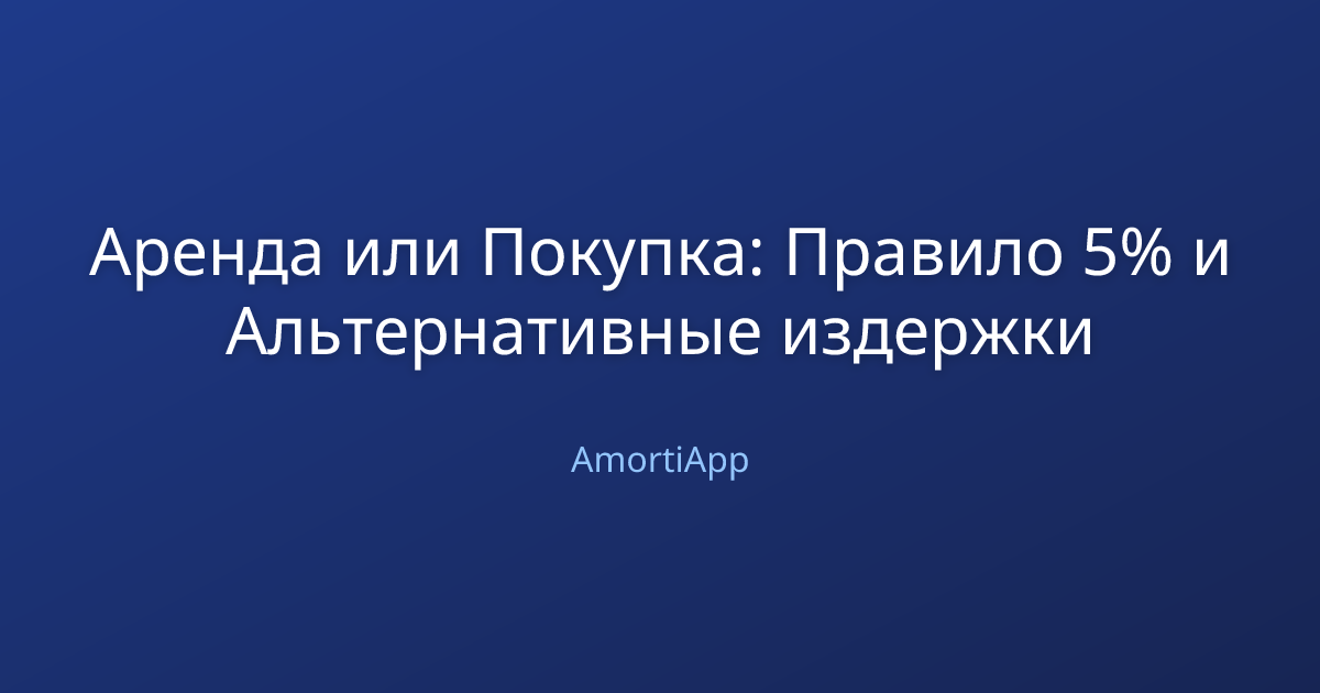 Аренда или Покупка: Правило 5% и Альтернативные издержки